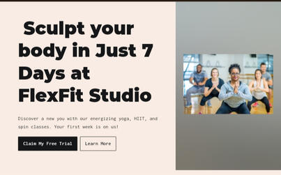 Fitness studio landing page